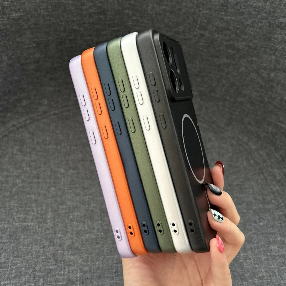 Original Nano Frosted Glass For Magsafe Magnetic Phone Case For OPPO Find X9 X9Pro Wireless Charge Shockproof Orange Armor Cover