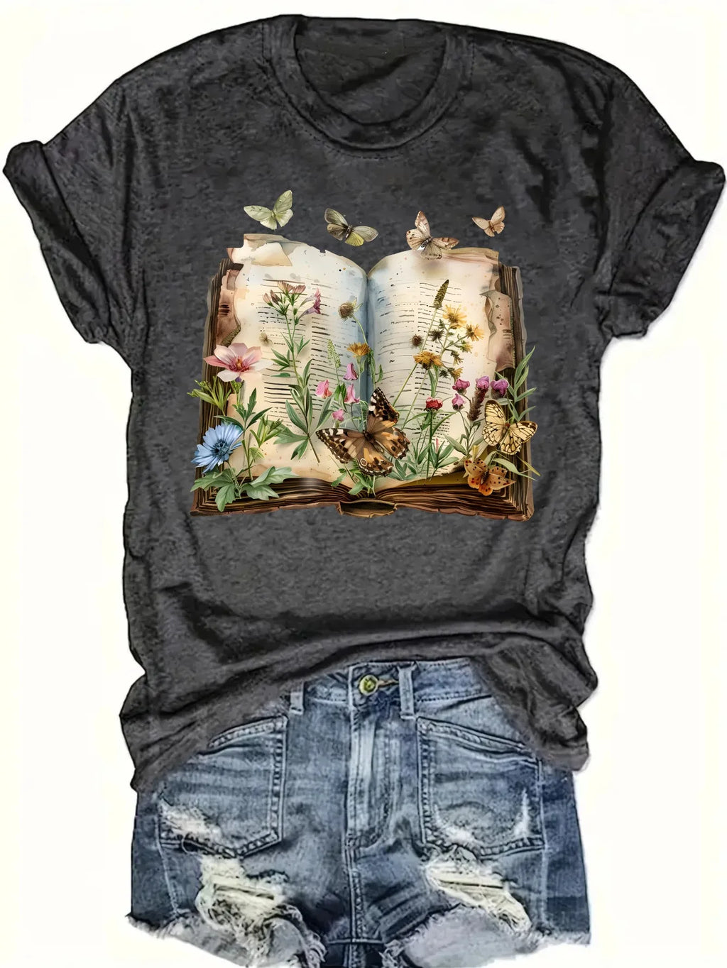 Women's plus size tank top Open Book With Flowers And Butterflies Suitable for sports and daily wear womens clothes sleeveless
