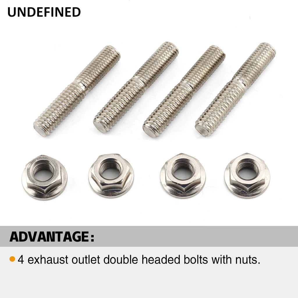 Exhaust Port Studs & Nuts Pipe Butt Screws Both-Ends Screw-In Bolts for Big Twin 84-23 Sportster XL 1200 883 1986-2023
