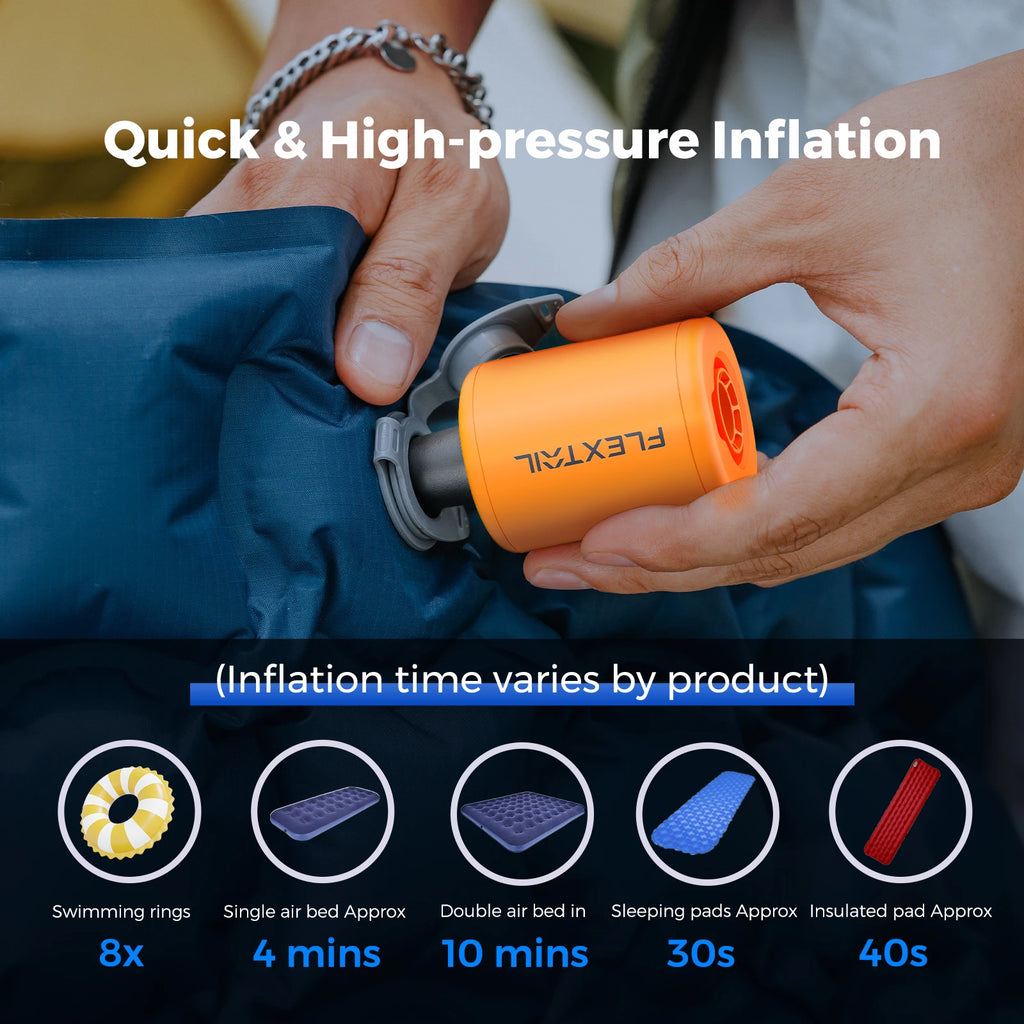 FLEXTAIL TINY PUMP 2 / 2X - 4kPa Electric Air Pump, Portable Camping Pump for Air Beds Sleeping Pads Pool Floats Vacuum Bags