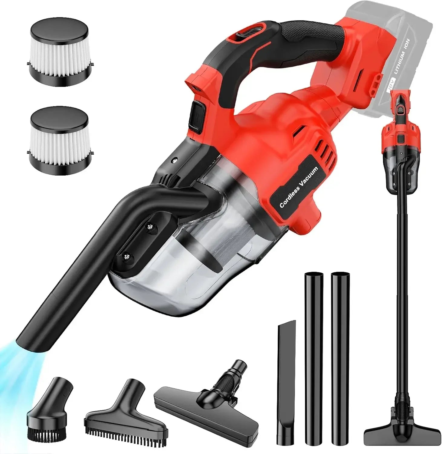 Cordless Vacuum for Milwaukee Battery Handheld Vacuum Cleaner with 2Pcs Washable HEPA Filter for Home Pet Hair Car