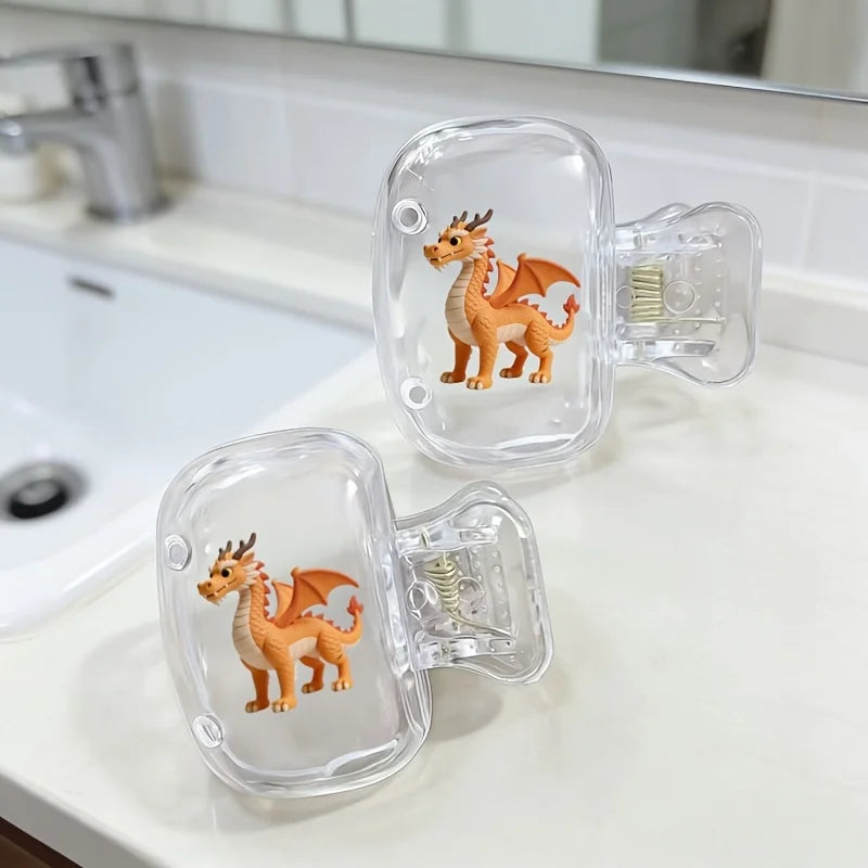 2pcs Cute Clay Dragon Toothbrush Head Covers Storage Case Toothbrush Protector Holder Bathroom Accessory for Home Travel Gift