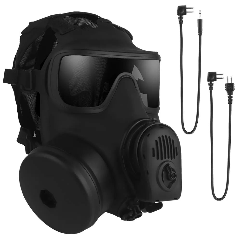 M53 Dust Gas Mask Dummy Model for Tactical Paintball Full Face Protective Mask with Fan Filter Canister Microphone Communication