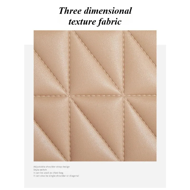 Solid color triangular diamond grid embroidered small square bag, crossbody bag, fashionable and versatile single shoulder bag