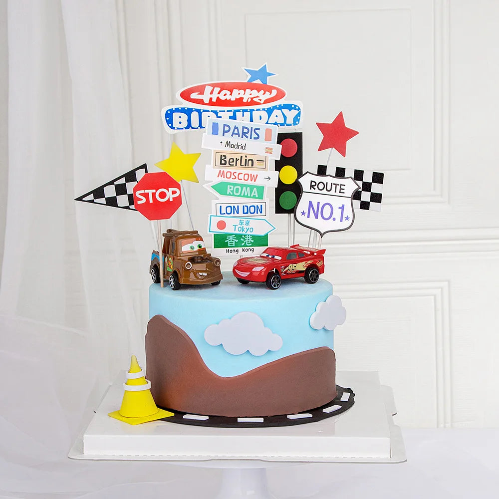 Cake Topper Happy Birthday Wedding Car Signpost Flag Star Kids Party Baby Shower Cupcake Toppers Decoration Baking Supplies DIY