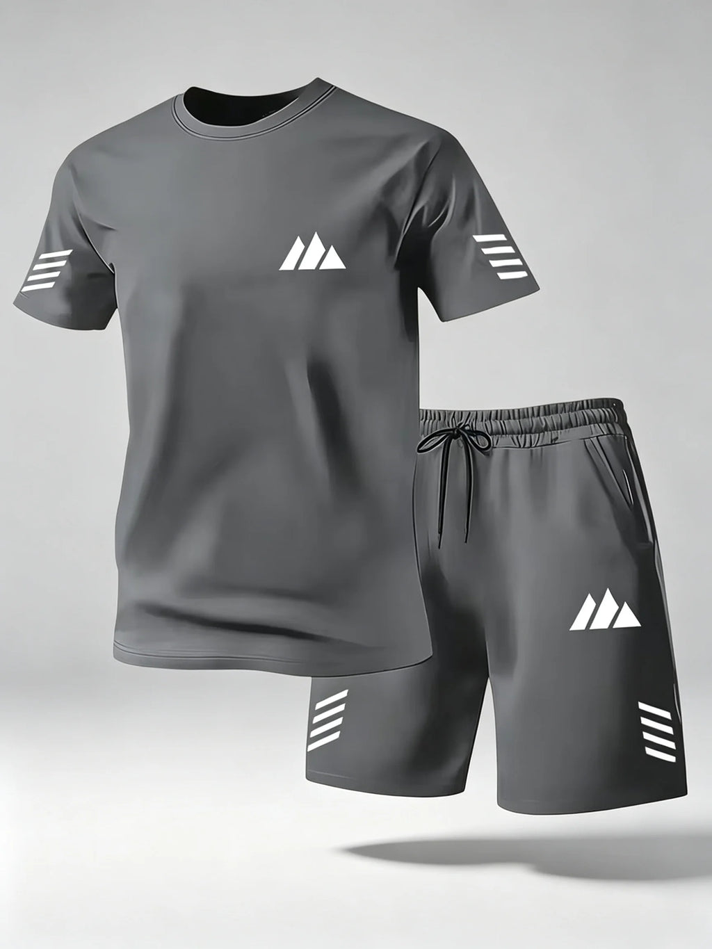 2026 Men 2PCS Summer Tracksuit Quick Dry Breathable Lightweight Short Sleeve Tee Shorts Streetwear Gym Running Sports Outfit