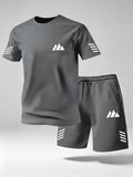 2026 Men 2PCS Summer Tracksuit Quick Dry Breathable Lightweight Short Sleeve Tee Shorts Streetwear Gym Running Sports Outfit