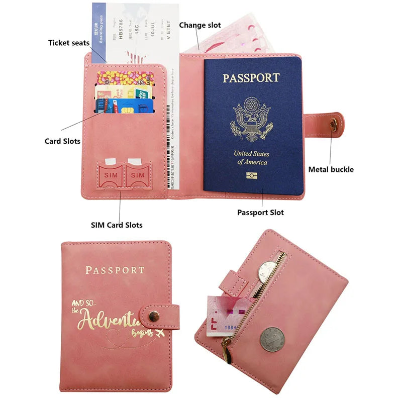 Personalized Passport Holder Wallet, Portable Travel Passport Cover Case, Men Women Travel Document Accessories