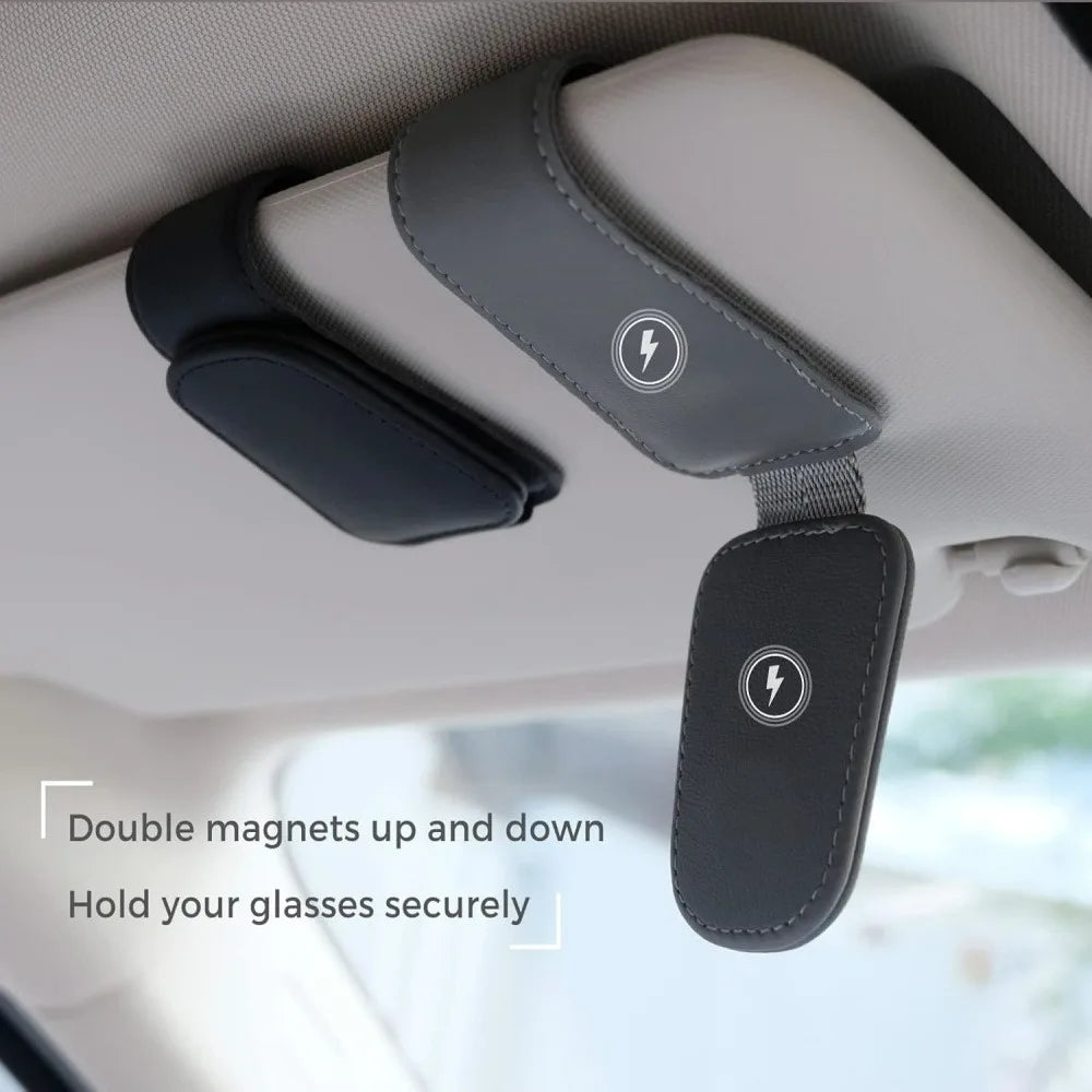 Car Glasses Holder Sun Visor Torage Clip Leather Card Ticket Fastener Multi Functional Magnetism Cars Interior Storage Bracket