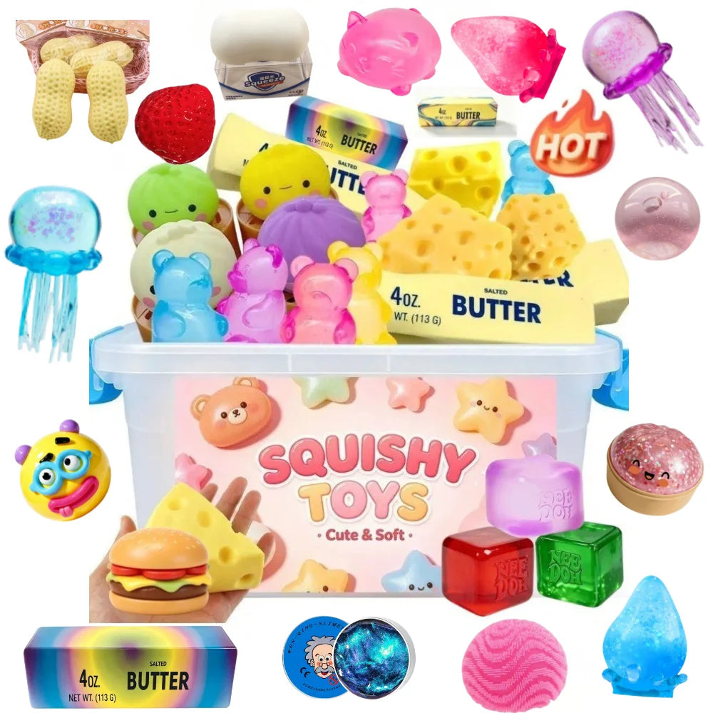 100+ style Novelty Mystery Gift Surprise Blind Box Dr PepperrNeDooh Nice Cube Butter stick Squishy Squeeze Toy for Adults Gifts