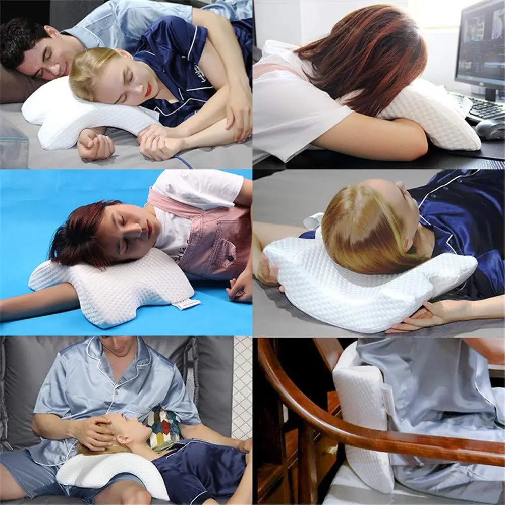 Memory Foam Pillow with Arm Hole Anti-Hand Numb Desk Nap Sleeping Pillow Multifunction Orthopedic Health Neck Couple Pillow