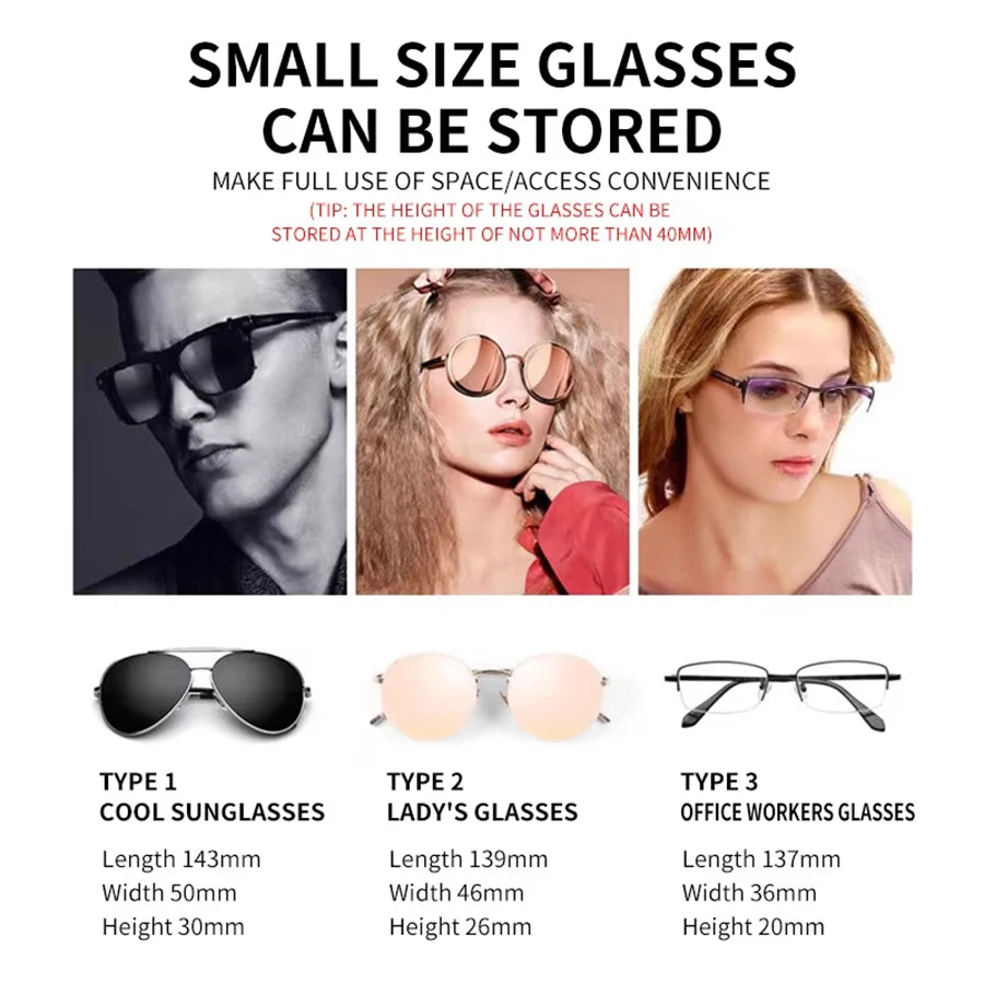 Magnetic Switch Car Glasses Box Portable Car Sun Visor Sunglasses Holder Car Eyeglass Case Portable Electroplated Glasses Box