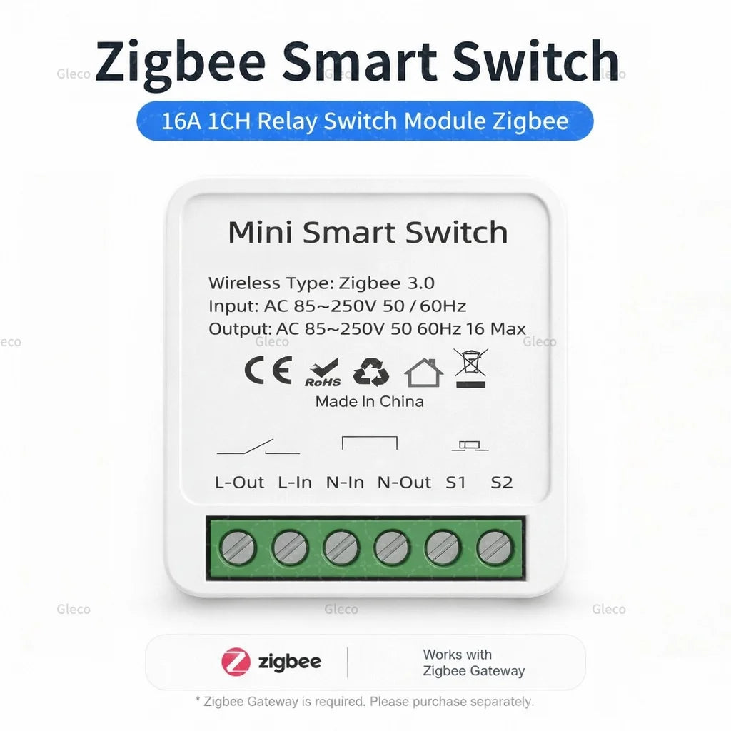 Zigbee TUYA 1/2/3Gang Mini Smart Switch Module 10A/16A DIY Relay Switches Breaker Works With Alexa Google Home Assistant 2MQTT