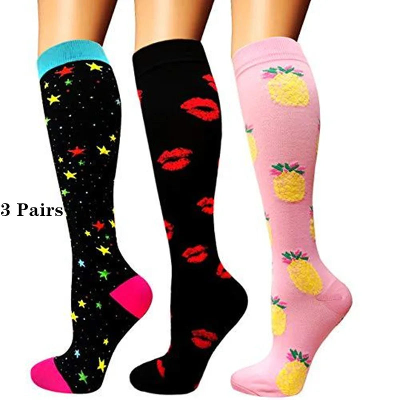 Unisex Compression Socks for Men and Women Medical Diabetes Varicose Veins Sports Socks for Running Cycling Travel Flight Yoga