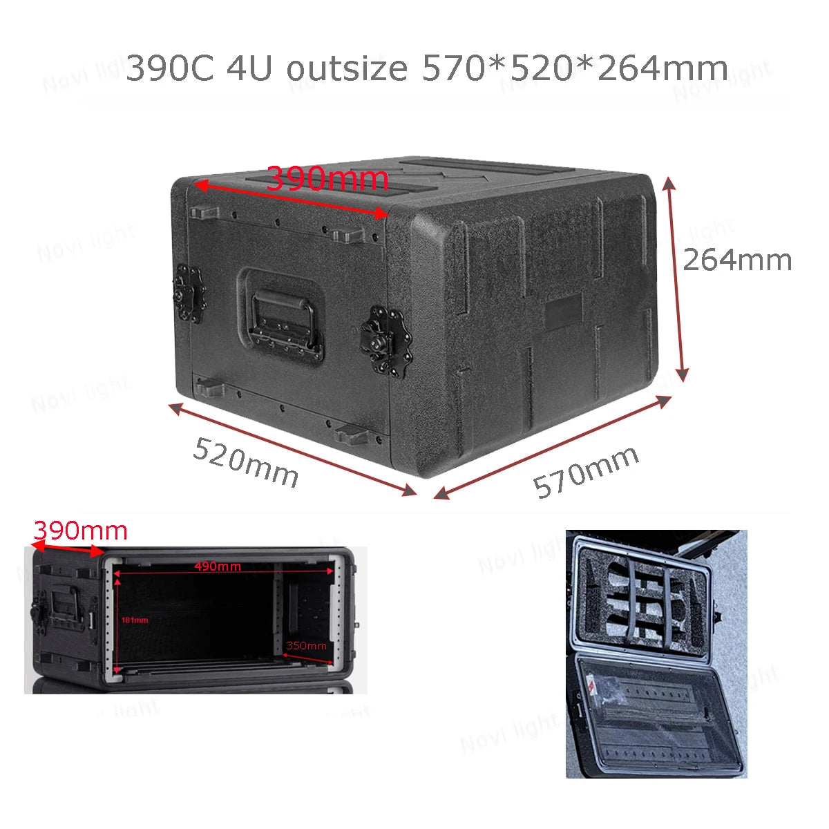 Portable 19-inch Cabinet Main Body Depth 390mm Aviation Box Amplifier Receiver 2U3U4U6U Chassis Rack Microphone Shockproof Case