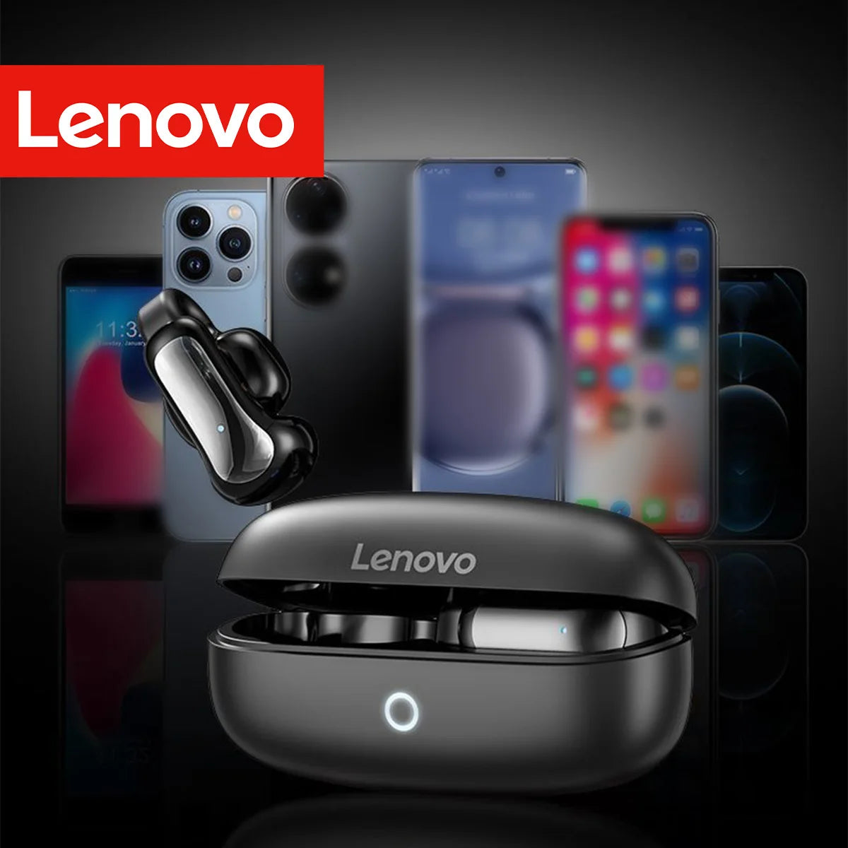 Lenovo Bluetooth 5.4 Ear Clip Headphones Human Ear Design, ANC Noise-Canceling Long Battery Life Low Latency Earphones Earbuds
