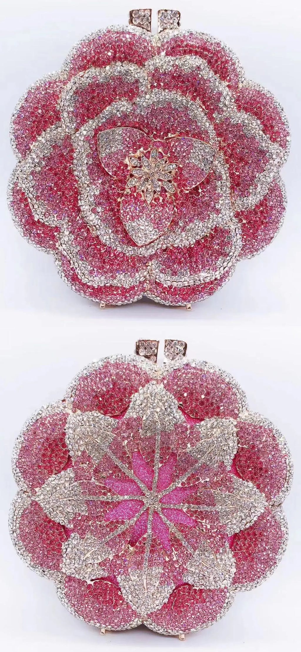 ClutchCross-border best-selling rose rhinestone bag, hollow metal crystal evening bag, foreign trade diamond-embellished clutch