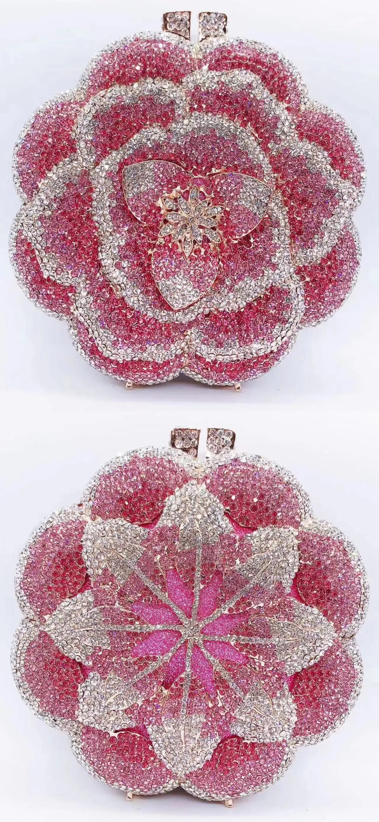 ClutchCross-border best-selling rose rhinestone bag, hollow metal crystal evening bag, foreign trade diamond-embellished clutch