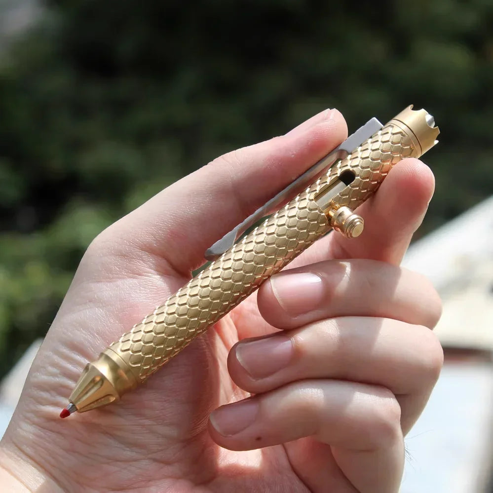 EDC Brass and Red Copper Titanium Alloy Clips Signature Pen Writing Portable Outdoor Tools Pen