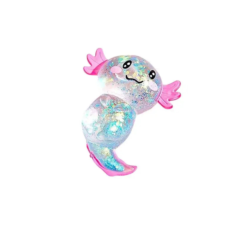 [J]Glitter Stress Relief Decompression Axolotl Toy Cute Malt Sugar Squeeze Fidget Toy For Adults Kids Adults Birthday Party Gift
