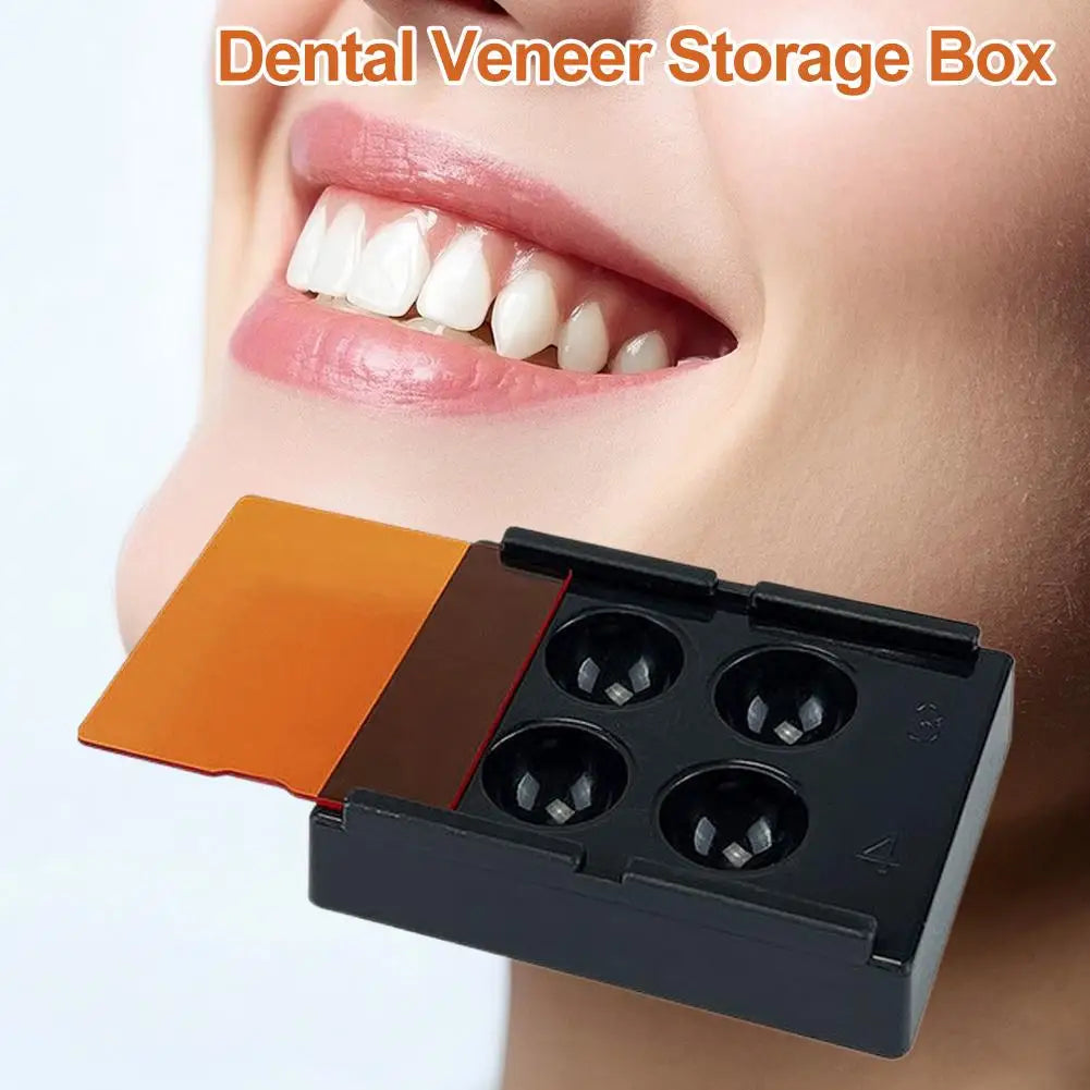 4Holes Dental Veneer Storage Box Professional Dental Shading Box Bowl Teeth Storage Veneer Dental Mixing Box Light Storage T2O4