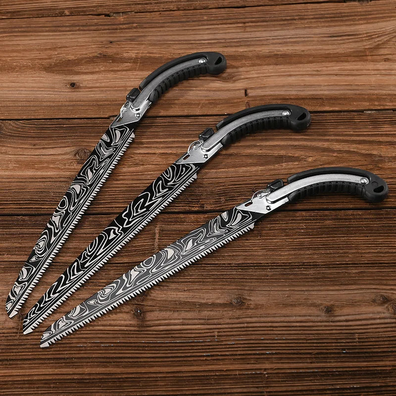 Damascus Patterned Waist Saw Pruning, Manual Logging Pruning, Garden Saw, Outdoor Hand Saw