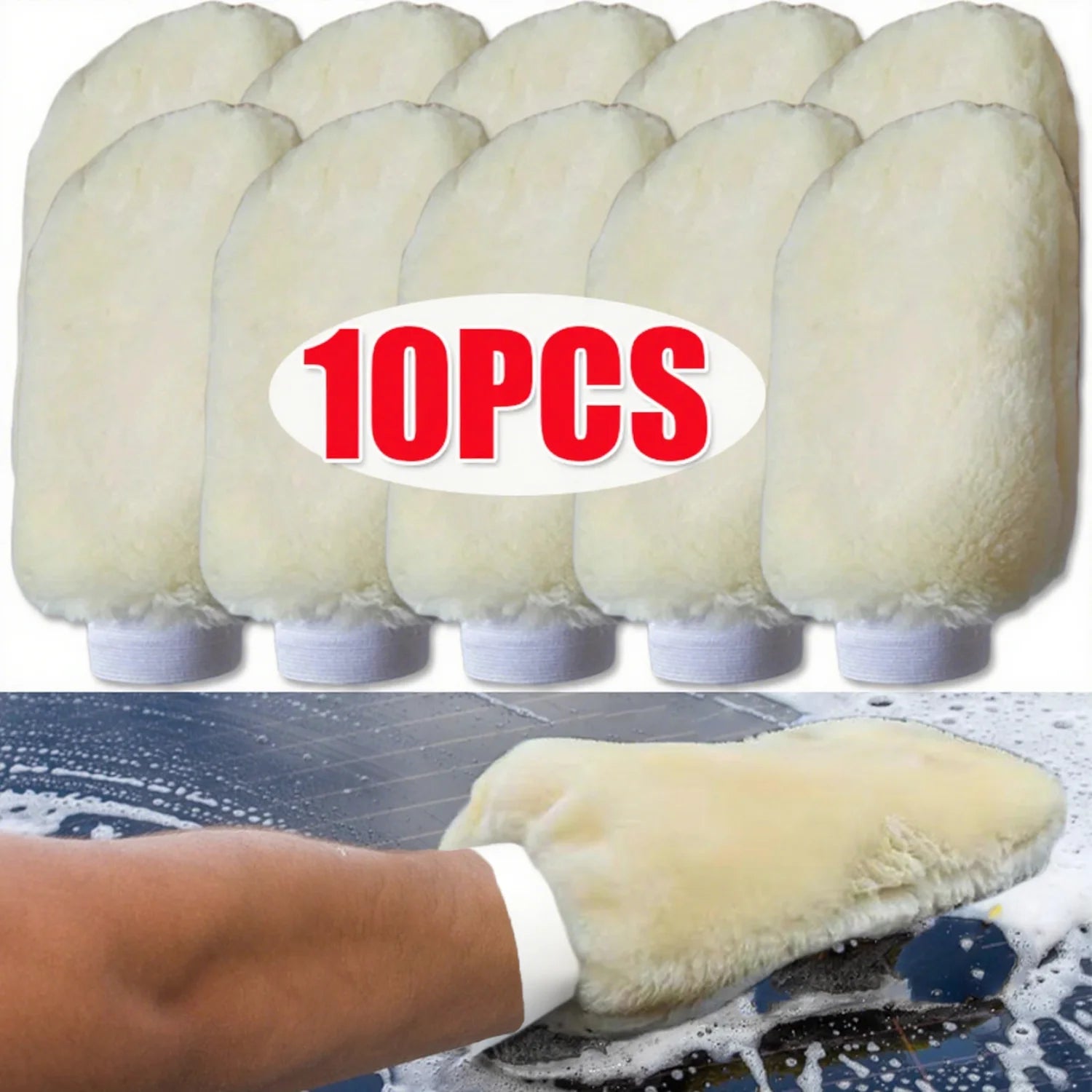 1-10 PCS Car Wash Microfiber Gloves Soft Thickened Wool Plush Waterproof Car Cleaning Mitt Double-faced Glove Car Wash Supplies