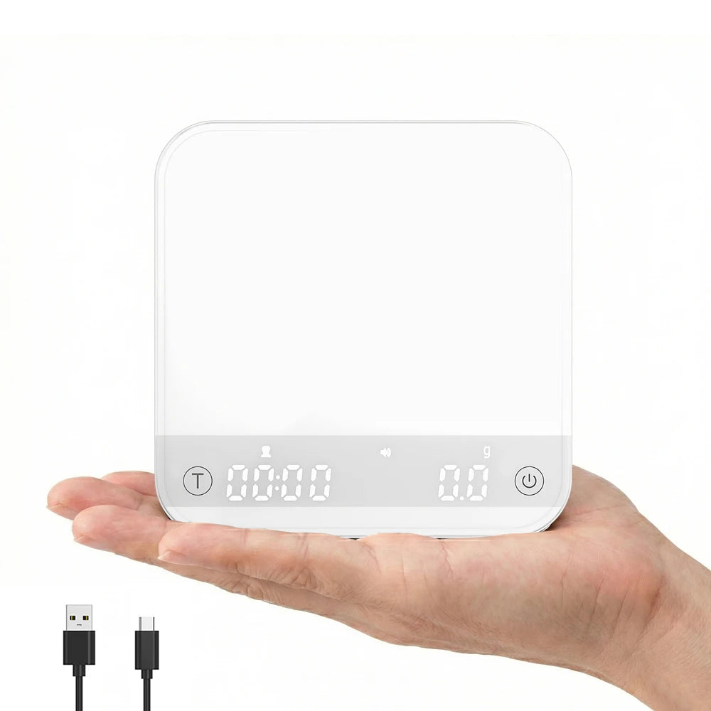 Coffee Scale 0.1g Precision 0.3g-2000g, Auto-Start Timer, Flow Rate & Ratio Modes, Tempered Glass