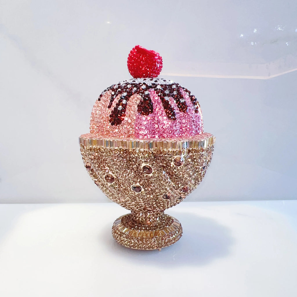 Newest Ice Cream Women Crystal Evening Bags WHTUOHENG Cup Lady Rhinestones Handbags Lady Dinner Handbags Dinner Wedding Clutch