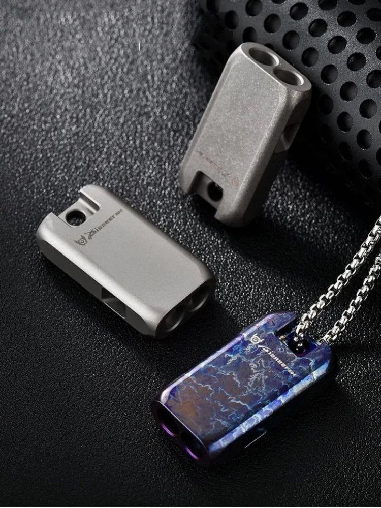 High Decibel Titanium Alloy Whistle Double Tube Whistle Outdoor Portable Survival Tool