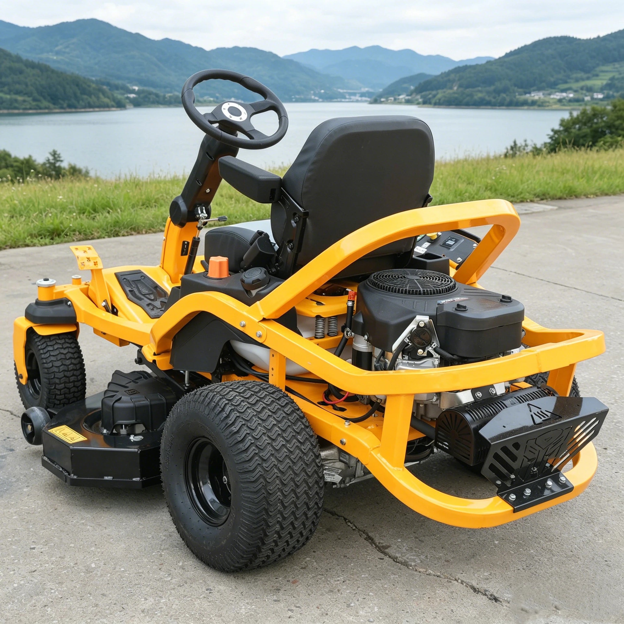 Electric Start Riding Lawn Mower 42-Inch Deck Size High Performance Battery Powered Garden Mower Machine