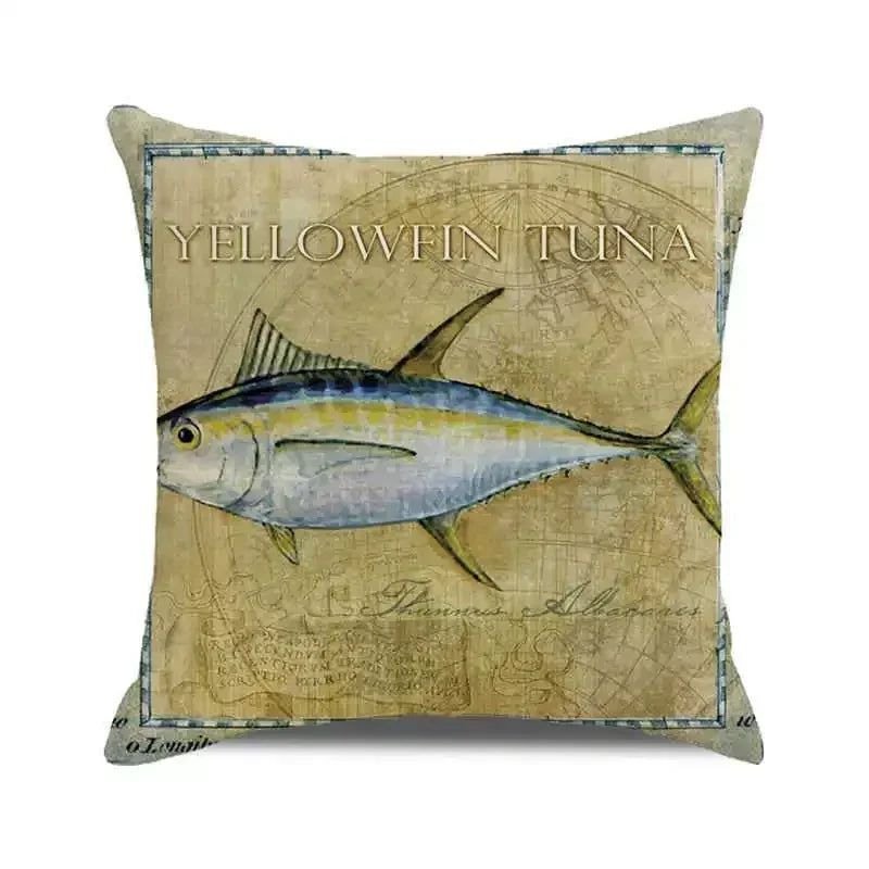 Ocean breeze and small fish pattern Double-sided Printed pillow cover Short plush Suitable living room sofas throw cushion cover