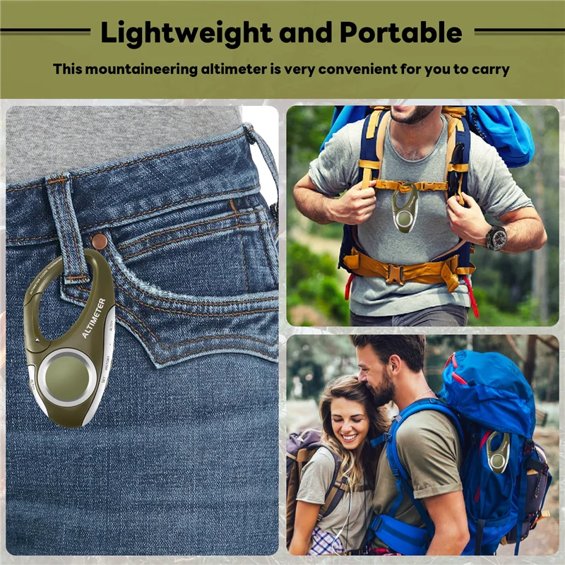 A61Z Deals Electronic Altimeter Carabiner Altimeter Handheld Thermometer Outdoor Fishing Weather Forecast Mode Meter Outdoor Gad