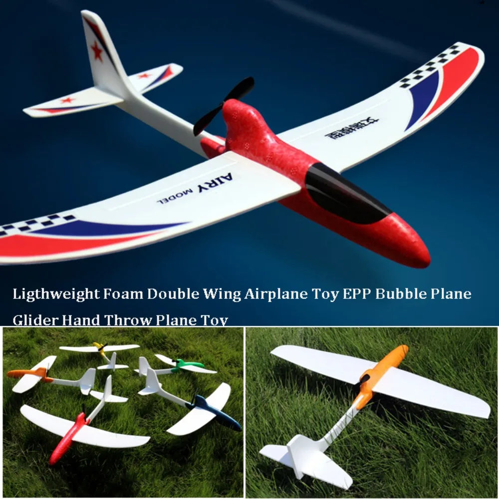 PP Foam Double Wing Airplane Toy Ligthweight Red&Blue Glider Hand Throw Plane Toy High Quality Electric Hand Thrown Aircraft