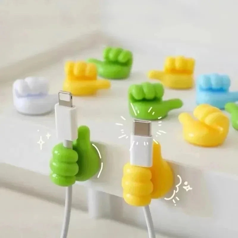 Multifunctional Silicone Thumb Hook Wire Organizer Hand Desk Dormitory Non-perforated Charging Line Fixed Receive Adhesive Hooks