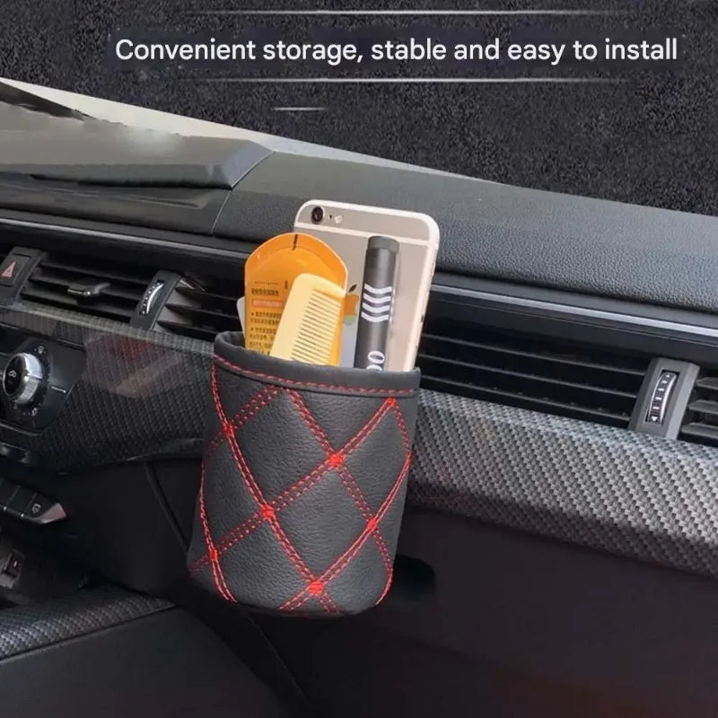 Car Outlet Air Vent Clip Storage Organizer Phone Holder Trash Box Sunglasses Storage Bags Multifunctional Hanging Accessories