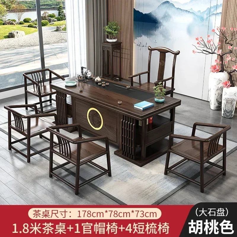 r5.13  solid wood tea table and chair combination one table five chairs coee table tea set household kung fu tea