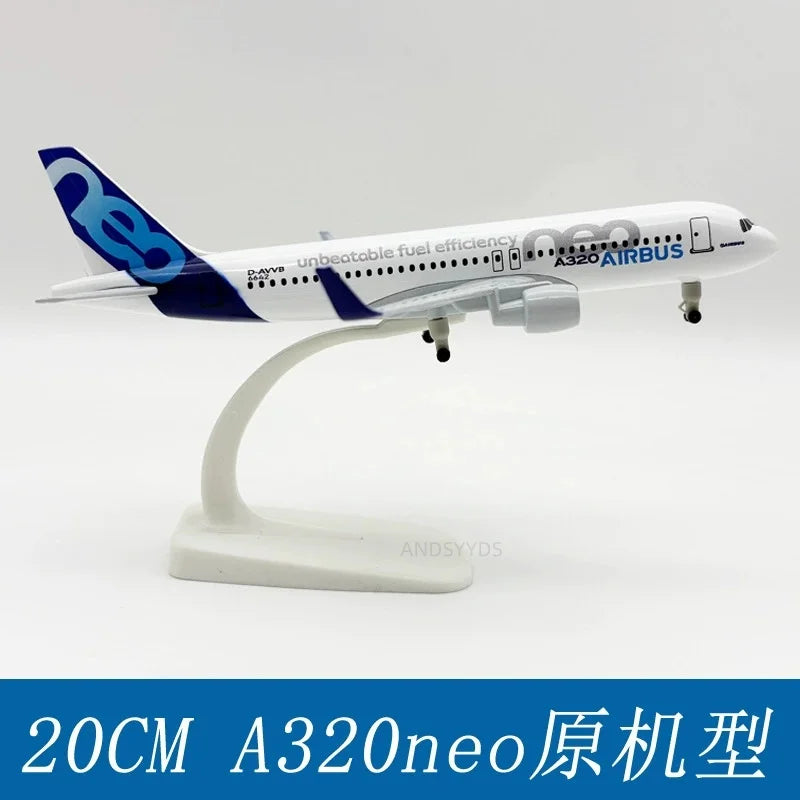20CM A320 NEO Prototype Alloy Simulation Static airplane toy metal Model Aviation Ornament With Wheels Model Collection Display