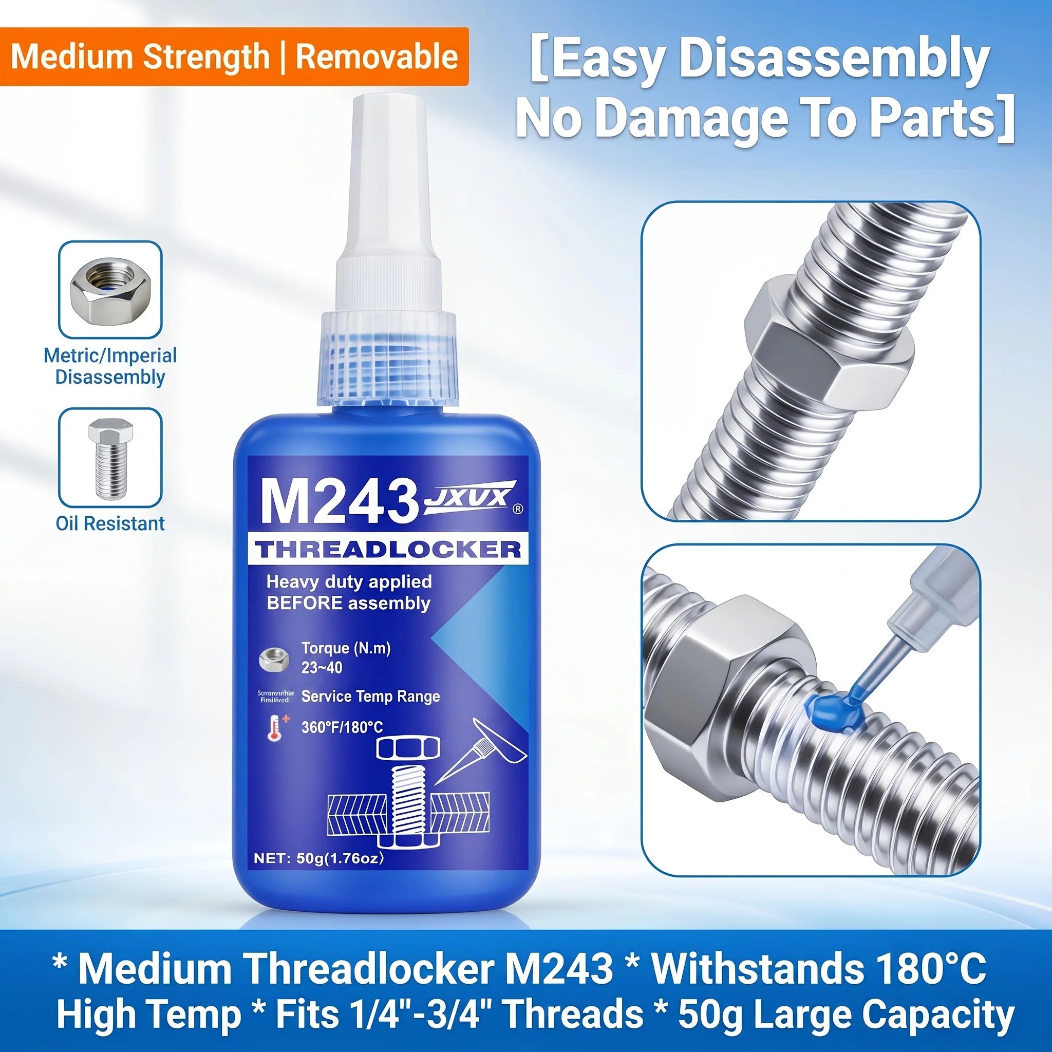 Ultra-High-Strength Seismic-Resistant Screw-Tightening Anaerobic Adhesive - Removable Threadlocker & Metal Adhesive, 50g