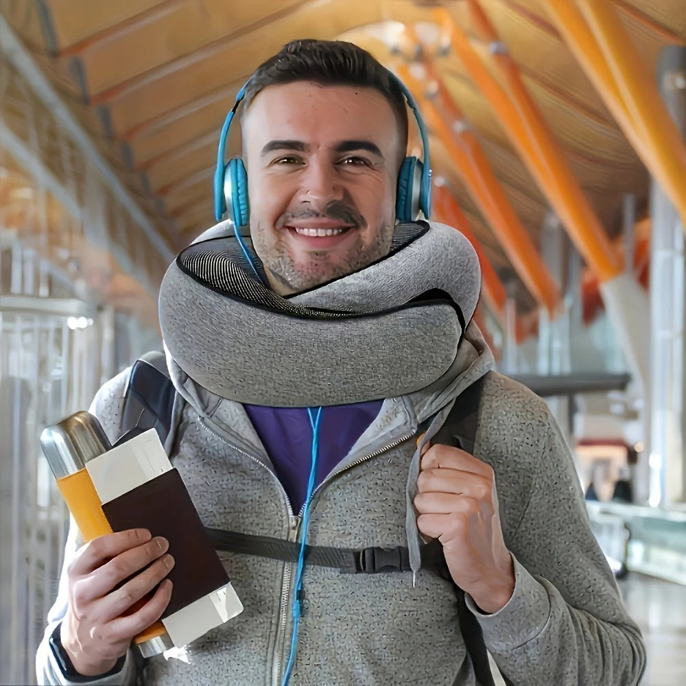 1 pc Ergonomic U-Shaped Travel Pillow – Soft, Durable Neck Support for Airplanes, Trains,  Cars & Office Naps – Portable Pillow