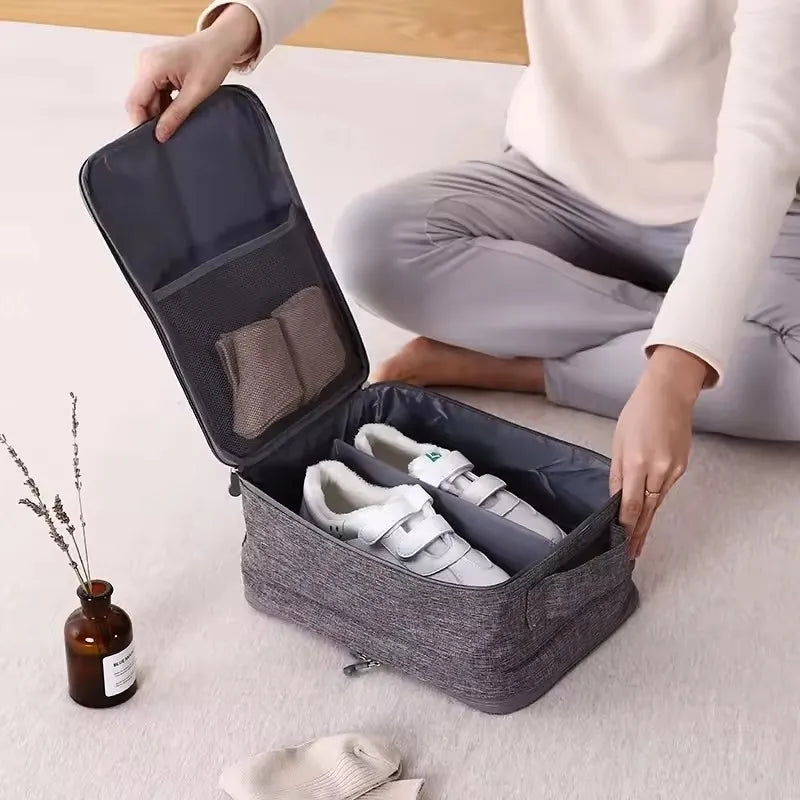 Breathable Mesh Waterproof Travel Shoe Storage Bag with Trolley Sleeve Portable Organizer Pouch for Sneakers Visible Design