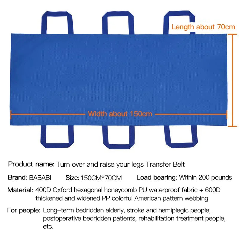 Household Patient Transfer System Soft Stretcher Belt & Repositioning Mat for Bedridden Elderly Nursing Care