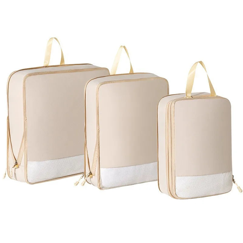 Compression Packing Cubes 3PCS Set Waterproof Travel Suitcases Organizer Packing Cubes Women Travel Clothes Luggage Organizer