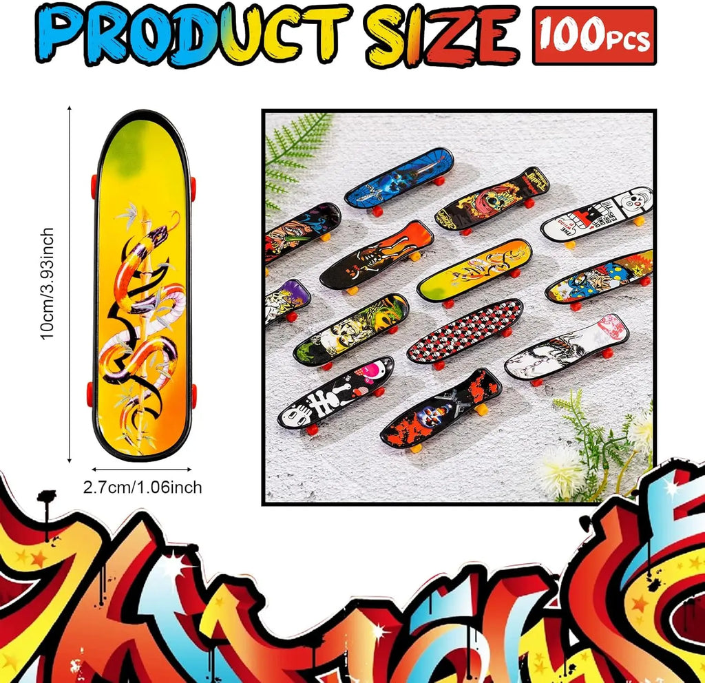 36-160Pcs Fingerboard Finger Mini Skateboard Toy Finger Boards Set with Double Sided Pattern Creative Novelty Finger Toys