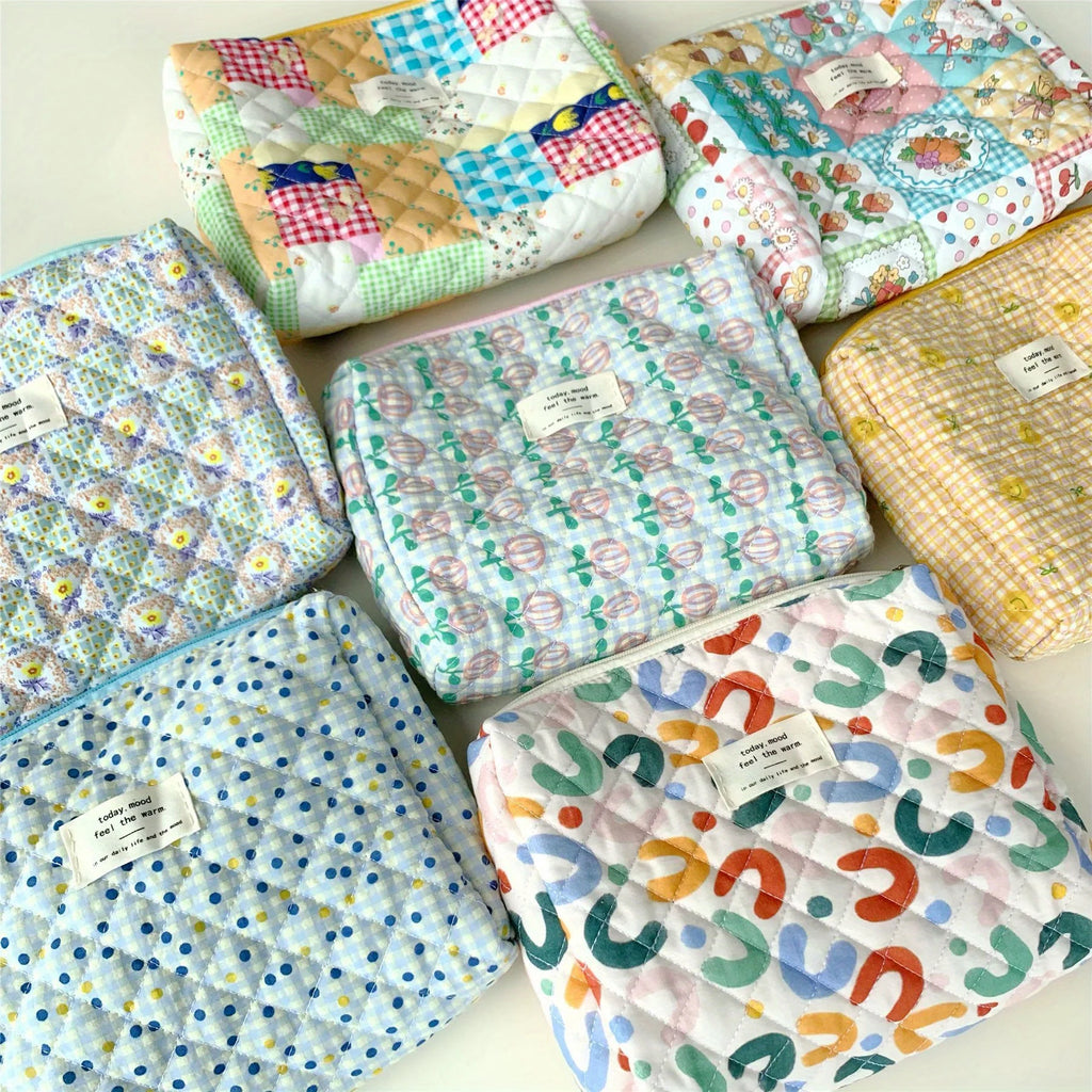 Colorful Aesthetic Pattern Clutch Storage Pouch, Zipper Lightweight Makeup Bag, Versatile Cosmetic Bag