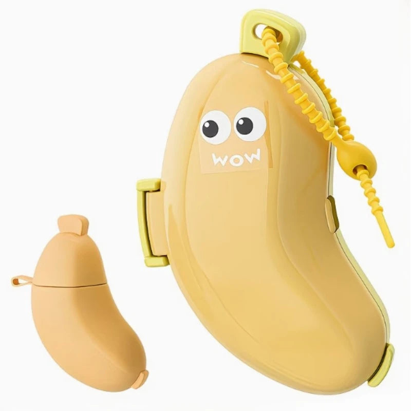Banana Shape Toothbrush Cover & Toothpaste Travel Case, Silicone Dustproof Holder, Camping, Home