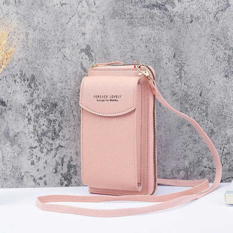 Sweet Mobile Phone Bag Women's Portable Versatile Zipper Small Messenger Bag Multi-function Large-capacity Change Card Bag