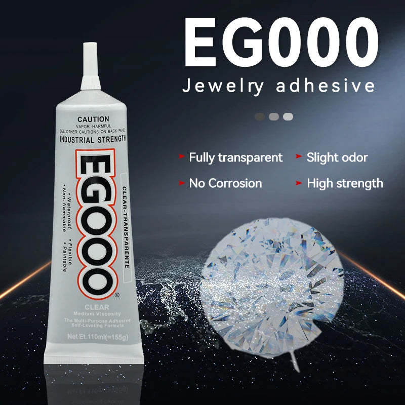 Zhanlida 50/110ML EGOOO Jewelry Decoration Glue Transparent DIY Pen Diamond Clothes Drill Phone Case with Needle Applicator