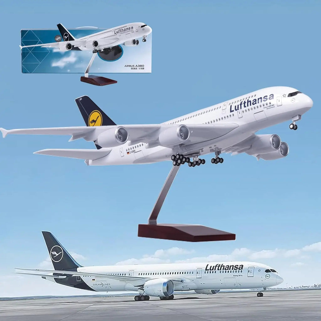 1:160 Scale Lufthansa A380 Diecast Resin Airplane Models kit with Stand Wheel collectible aircraft for  Aviation Enthusiast Gift