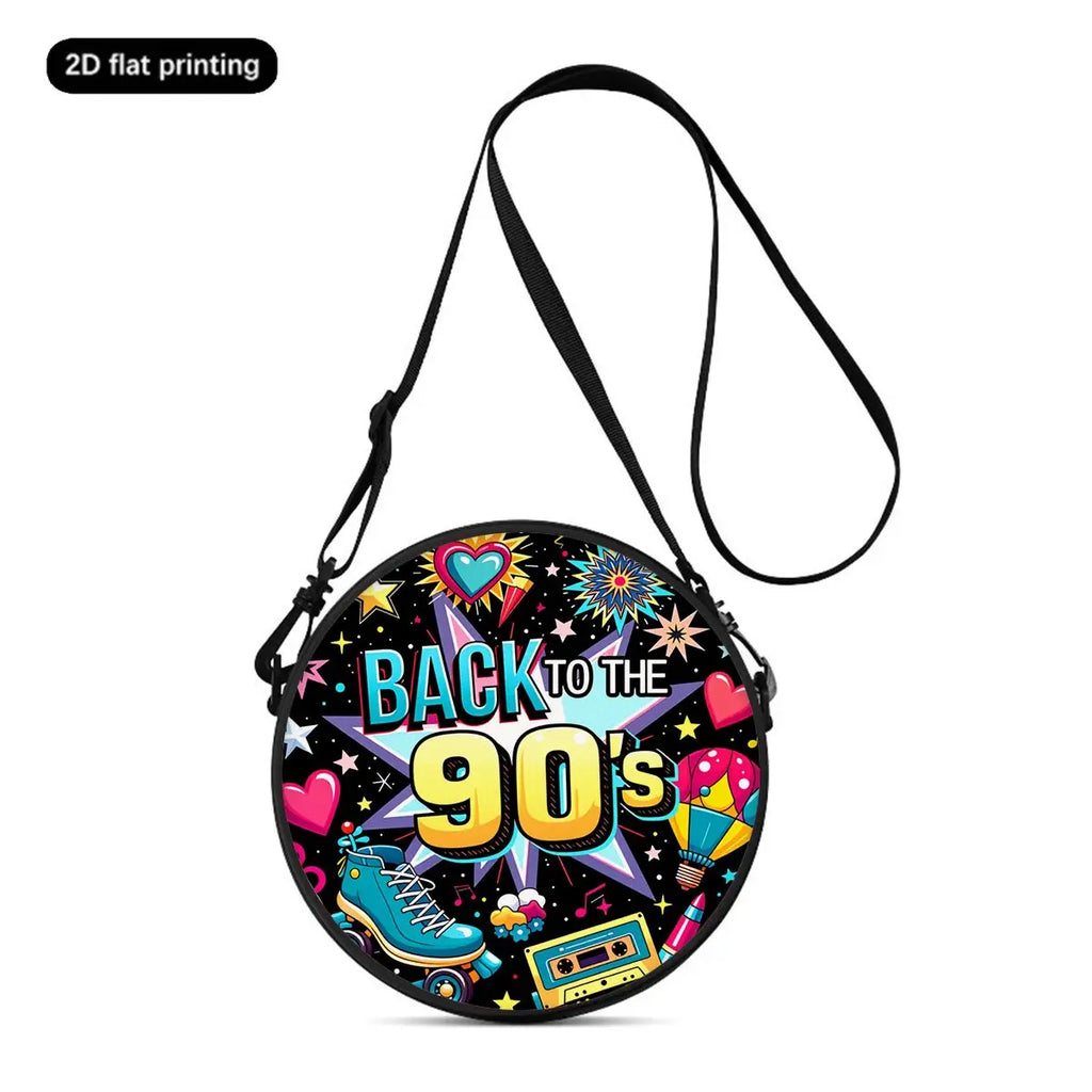 Radio Print Round Shoulder Bag Casual Messenger Bag Daily Adjustable Strap Crossbody Bag for Woman Best Gifts 2D Flat